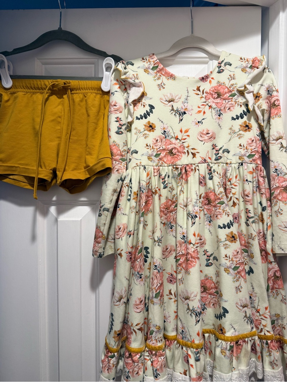 Love and Grown Girls Floral Ruffle Long-Sleeve Dress + Matching Shorts